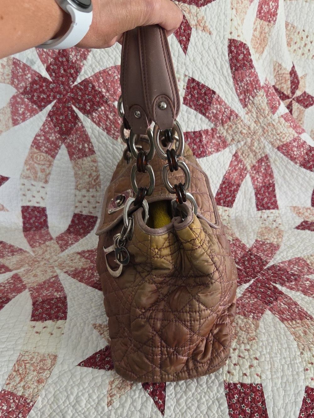 Dior Cannage Shoulder Bag in Pink and Brown Tones Ombre - Picture 6 of 16